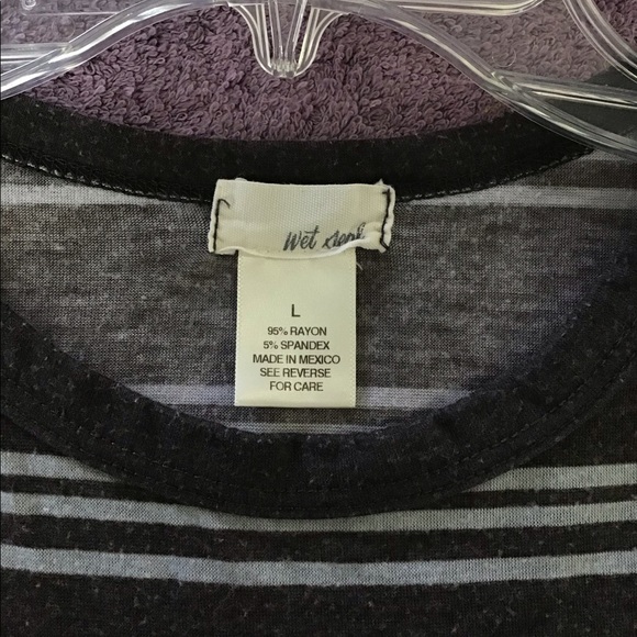 Wet Seal Striped Cropped Shirt |L| - Picture 2 of 2